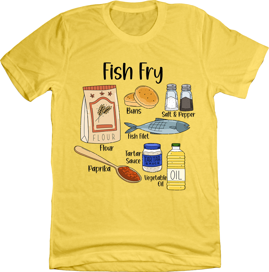 Fish Fry Ingredients Cincy Shirts yellow