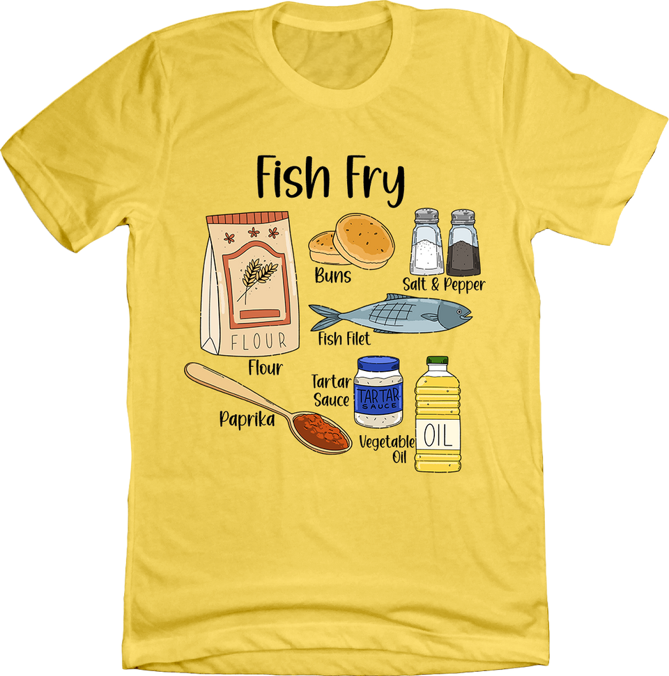 Fish Fry Ingredients Cincy Shirts yellow