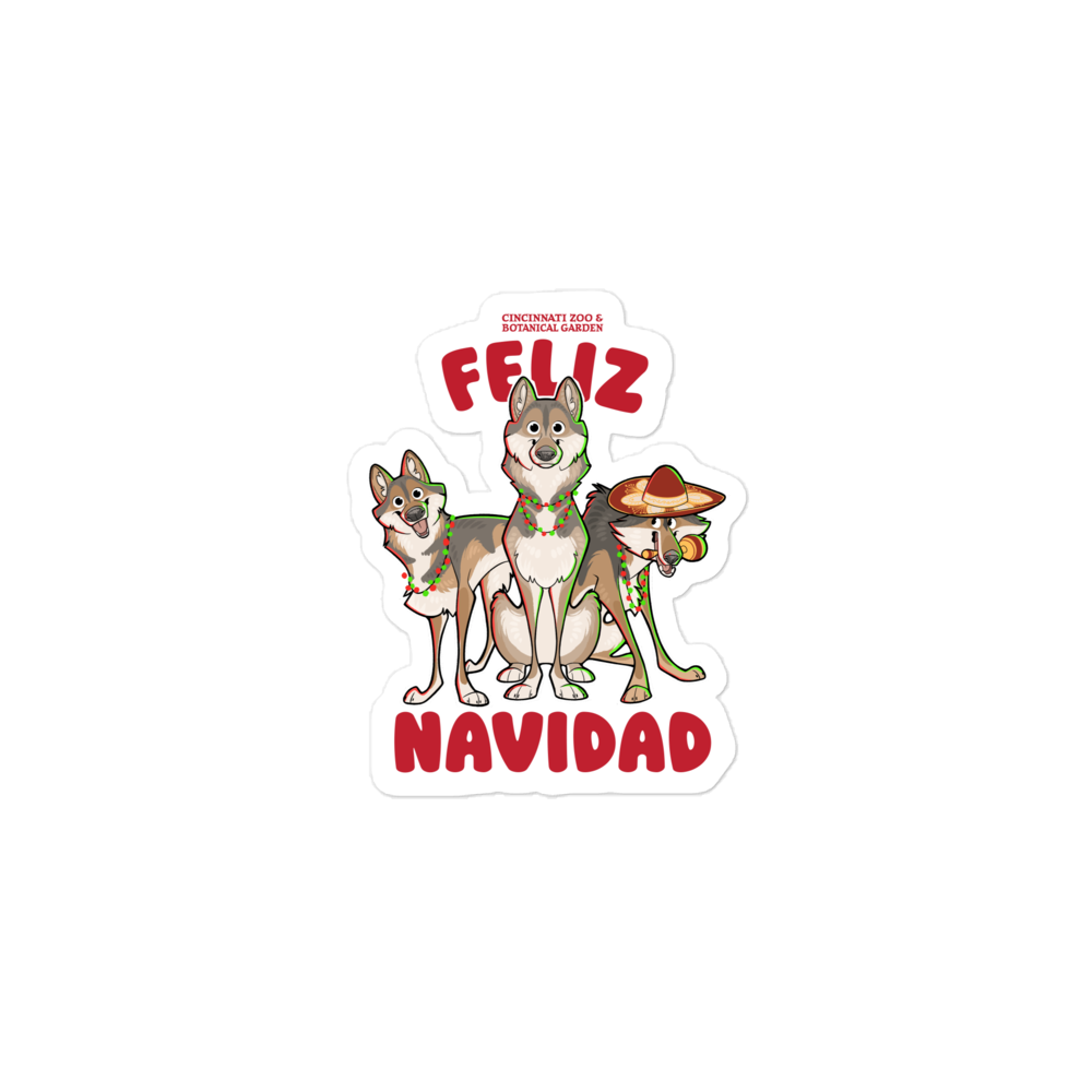 Feliz Navidad Wolf Sticker