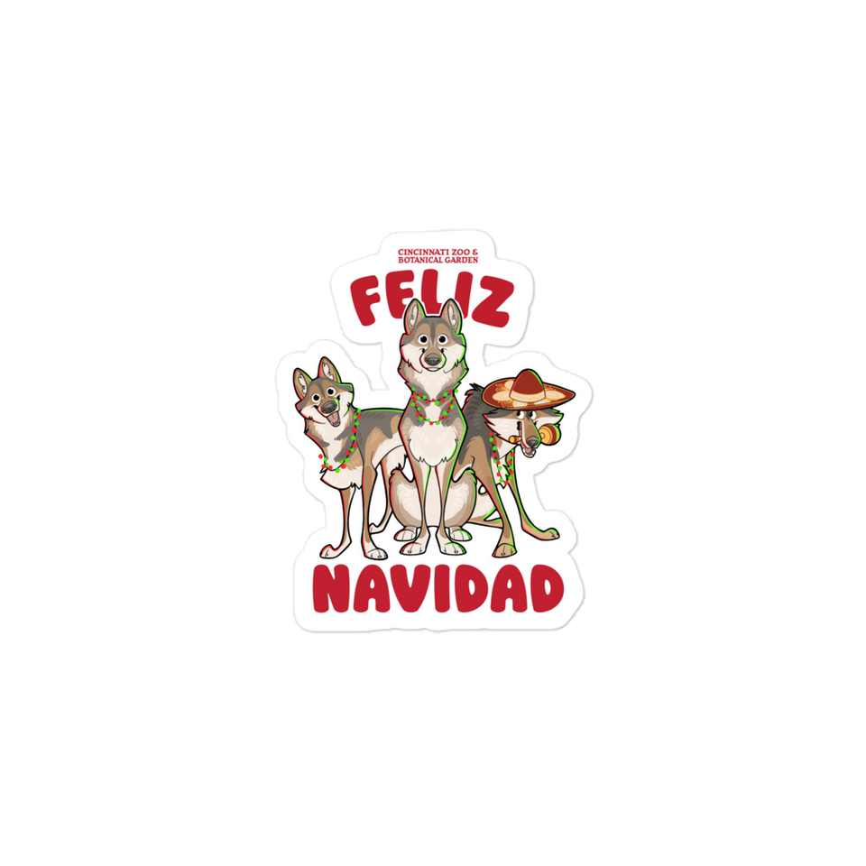 Feliz Navidad Wolf Sticker