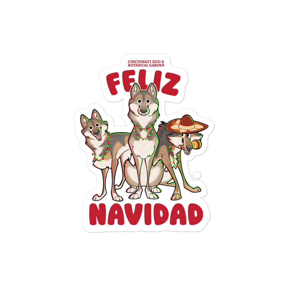 Feliz Navidad Wolf Sticker