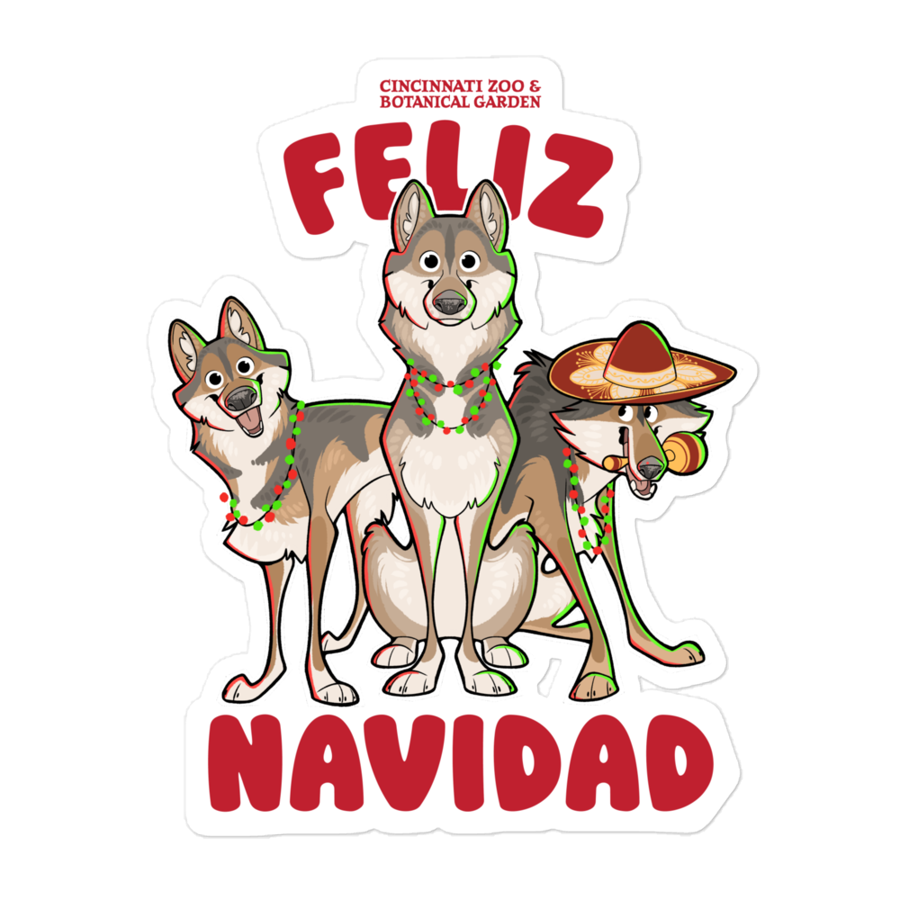 Feliz Navidad Wolf Sticker