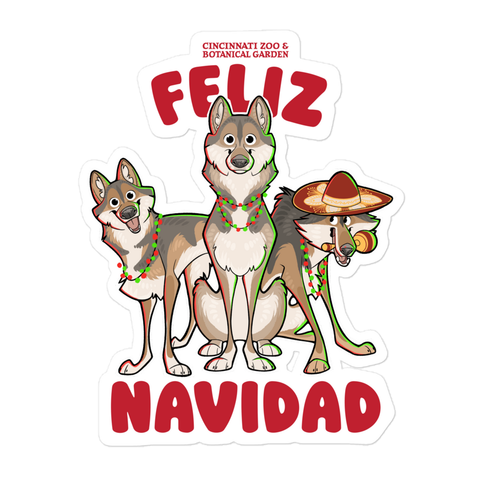 Feliz Navidad Wolf Sticker