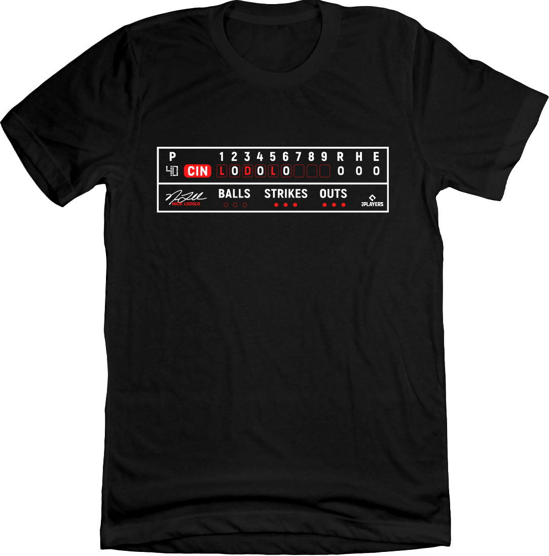 Nick Lodolo Hanging Zeros MLBPA black T-shirt Cincy Shirts