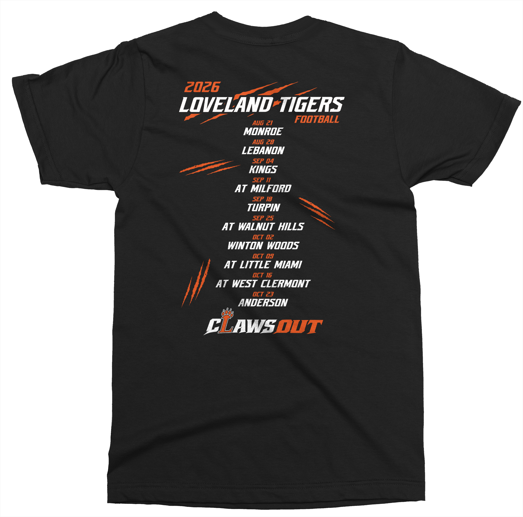Claws Out Loveland Tigers Schedule Tee