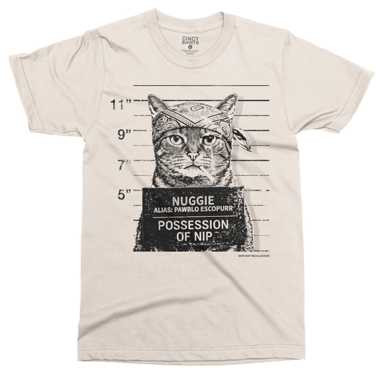 Nuggie "Pawblo Escopurr" Natural Unisex Tee | dr.mattmcglasson
