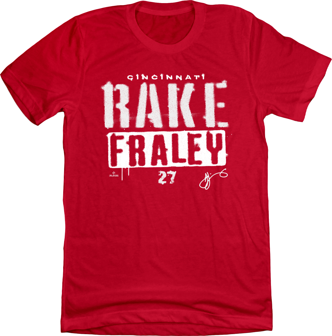 Jake "Rake" Fraley Rake MLBPA Red T-shirt Cincy Shirts