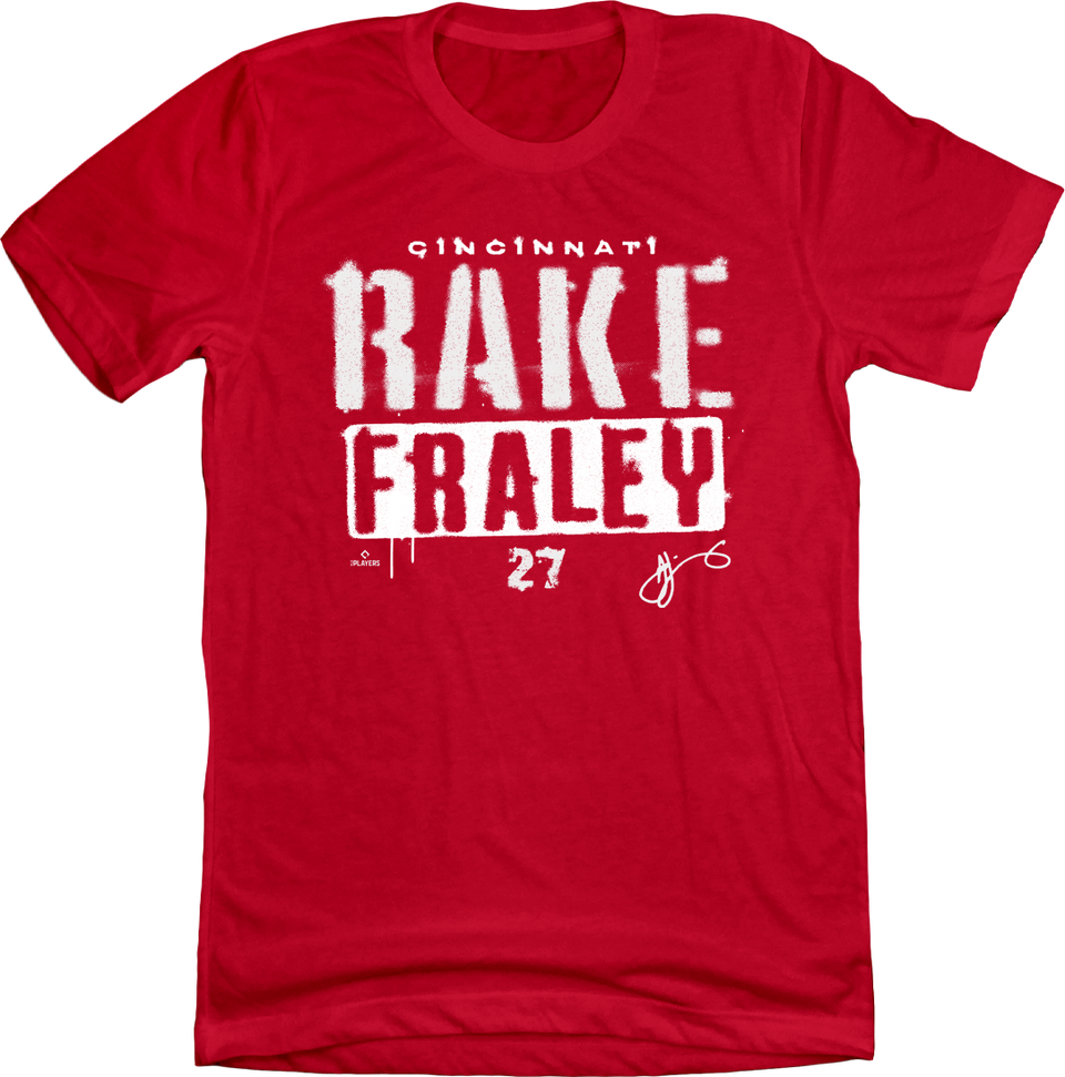 Jake "Rake" Fraley Rake MLBPA Red T-shirt Cincy Shirts