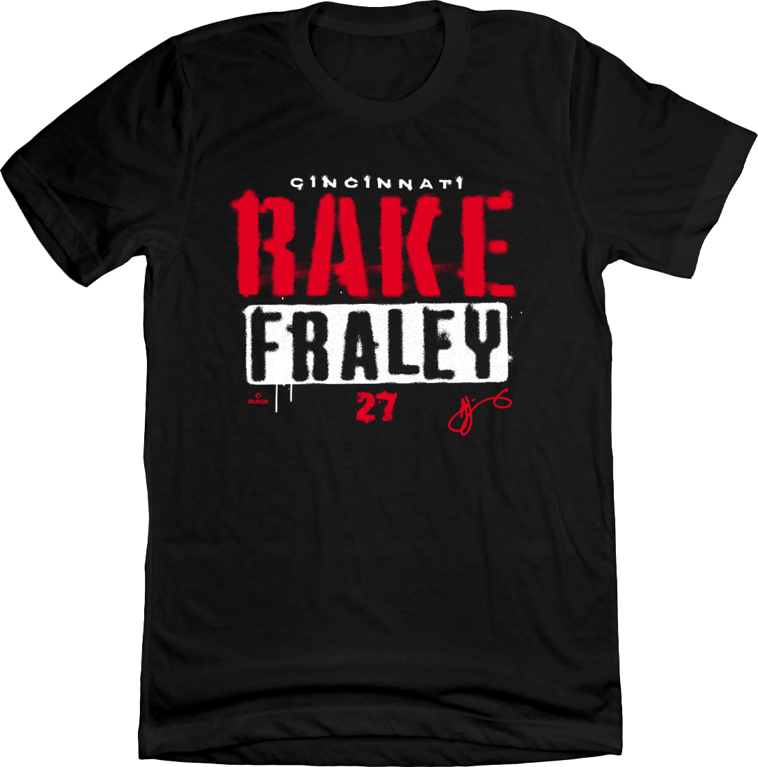 Jake "Rake" Fraley Rake MLBPA black T-shirt Cincy Shirts