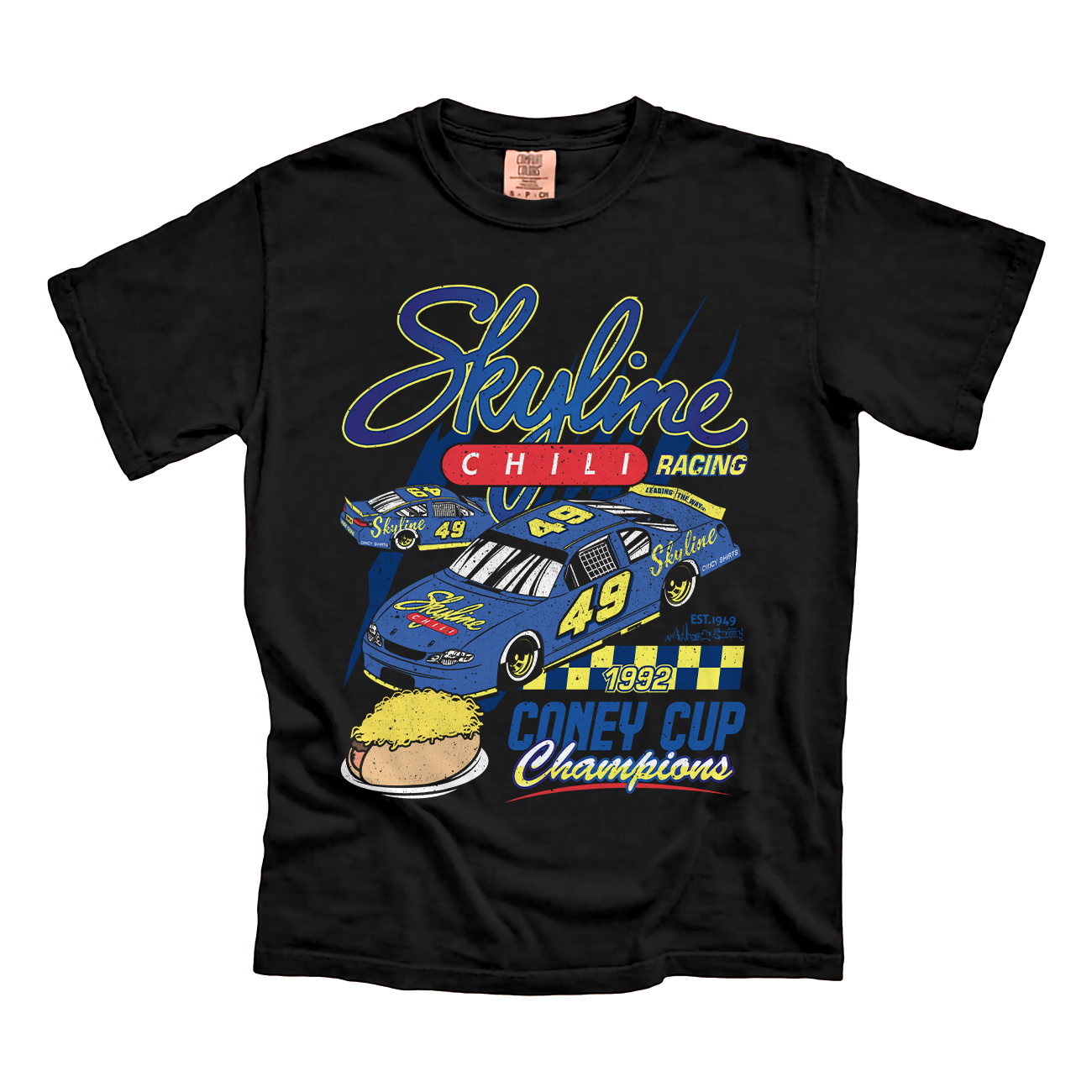 Skyline Chili Racing Black Comfort Colors Tee