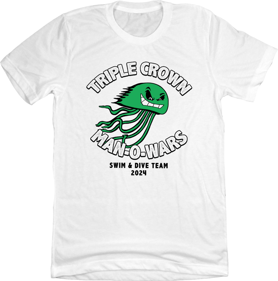 Triple Crown Man-O-Wars 2024 Swim and Dive Team White Tee