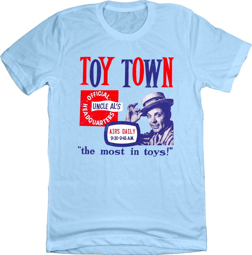 Uncle Al's Show Toy Town Unisex Light Blue Tee