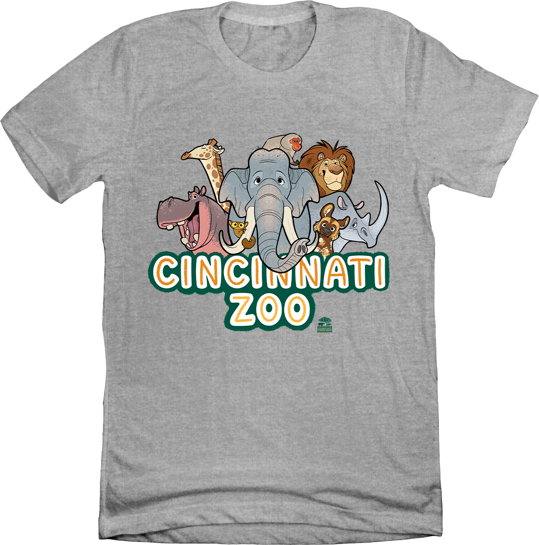 Cincinnati Zoo Animals Grey Tee