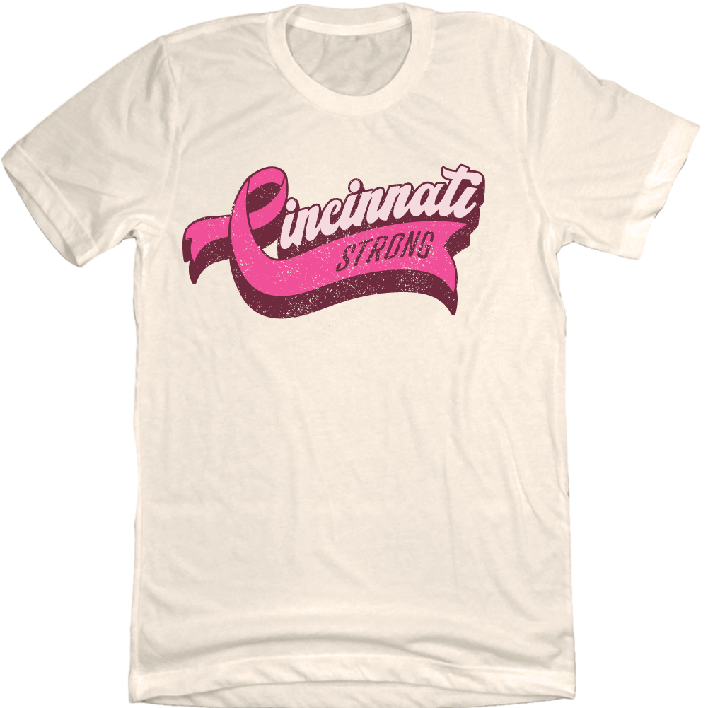 Cincinnati Strong Pink Ribbon Script BCA - Cincy Shirts