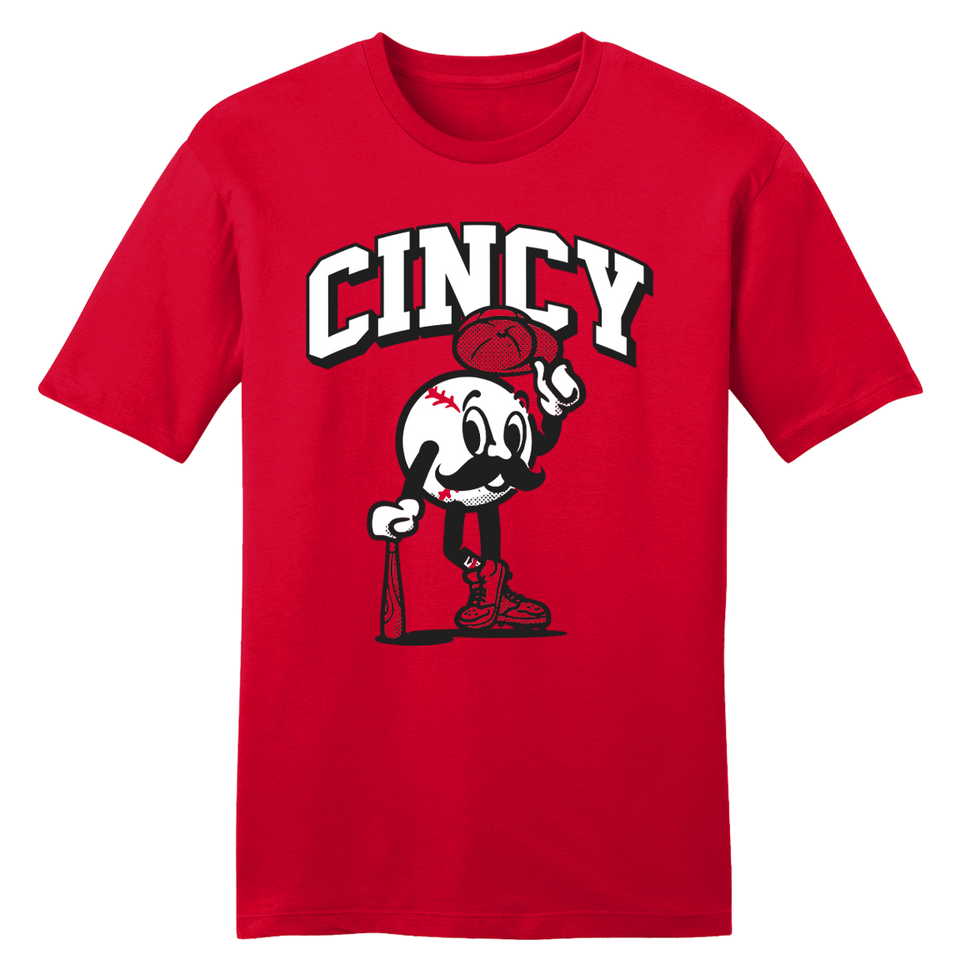 Cincy Baseball Character Cap Off - Cincy Shirts