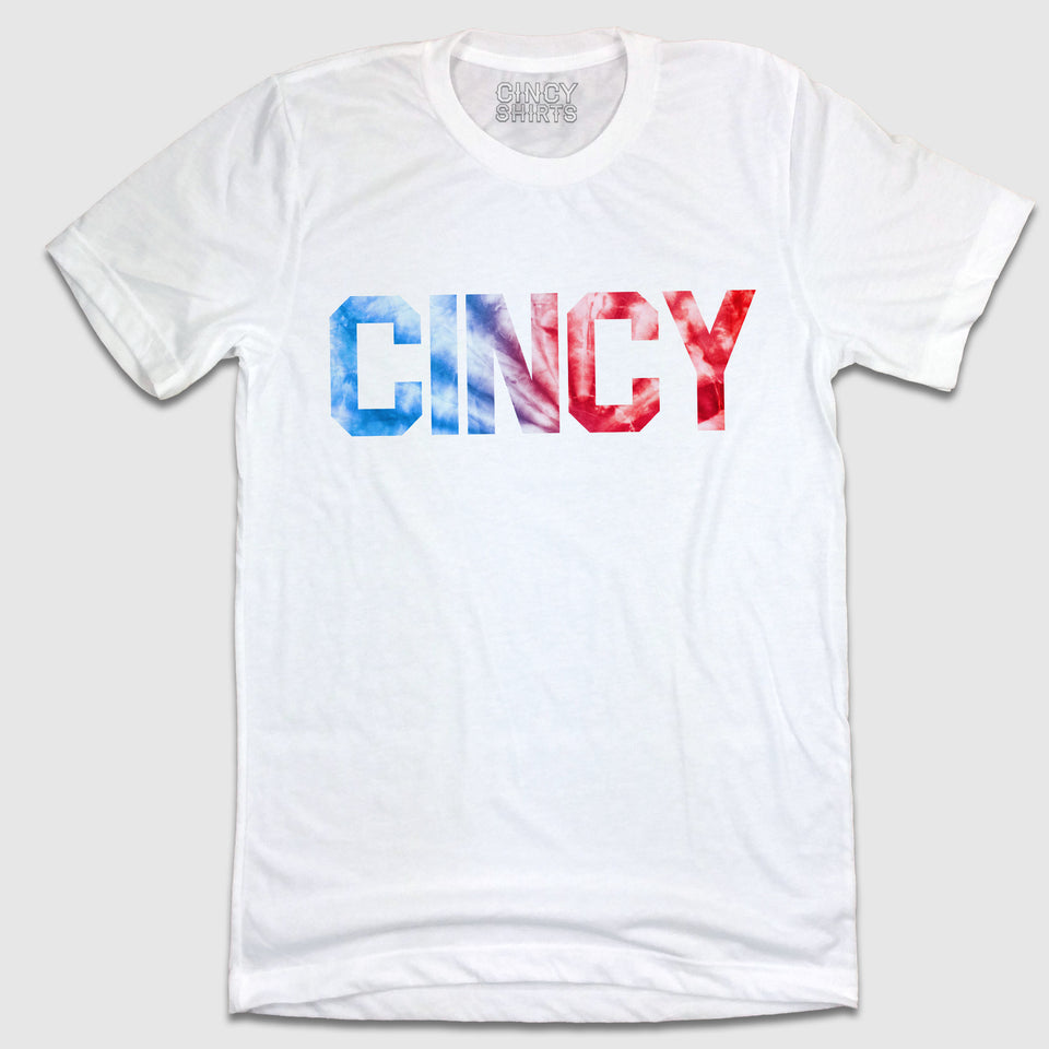 Red, White, & Blue Tie-Dye CINCY | Cincy Shirts