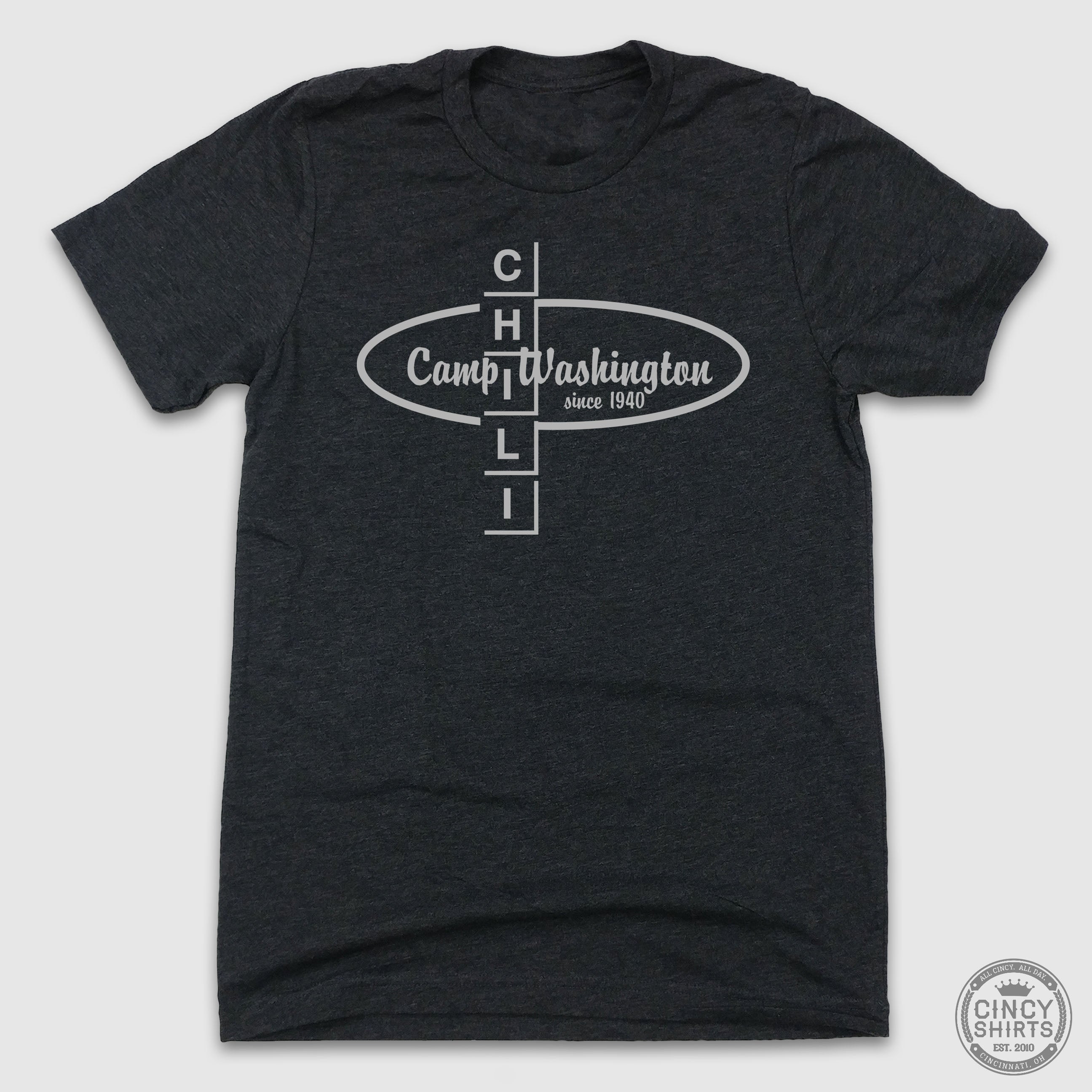 Camp Washington - 1 Color Athletic Grey Logo - Cincy Shirts