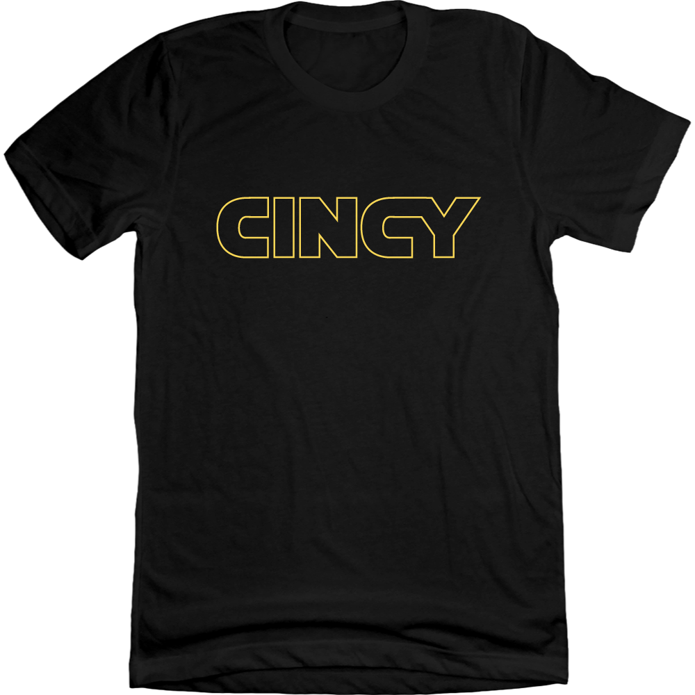 Cincy Star Wars Font black T-shirt Cincy Shirts