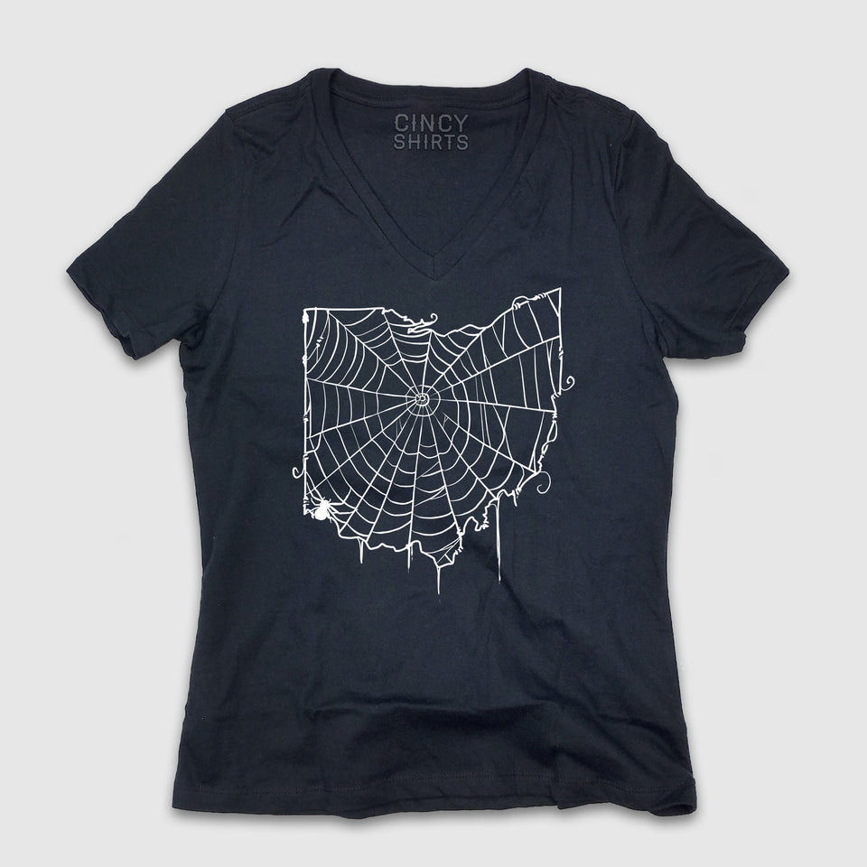 Cincinnati, Ohio Spiderweb - White Ink - Cincy Shirts