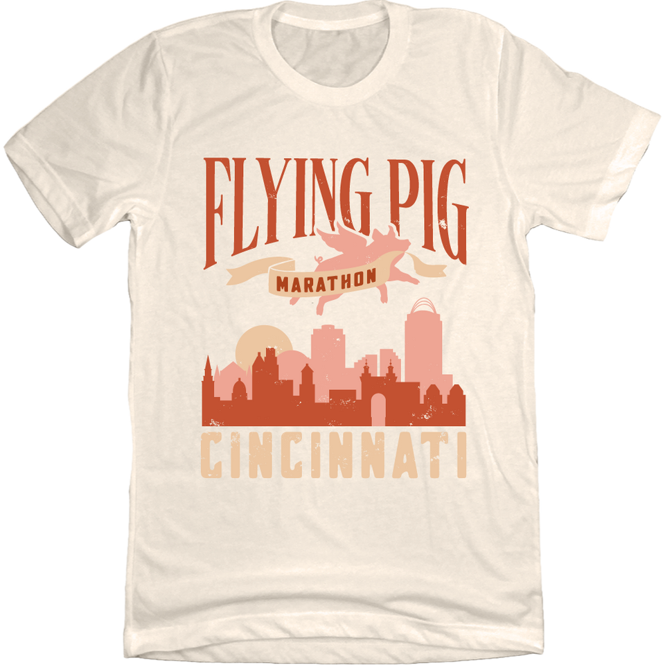Flying Pig Marathon Banner T-shirt natural white Cincy Shirts