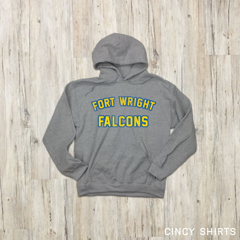 Distressed Fort Wright Falcons Text - Cincy Shirts