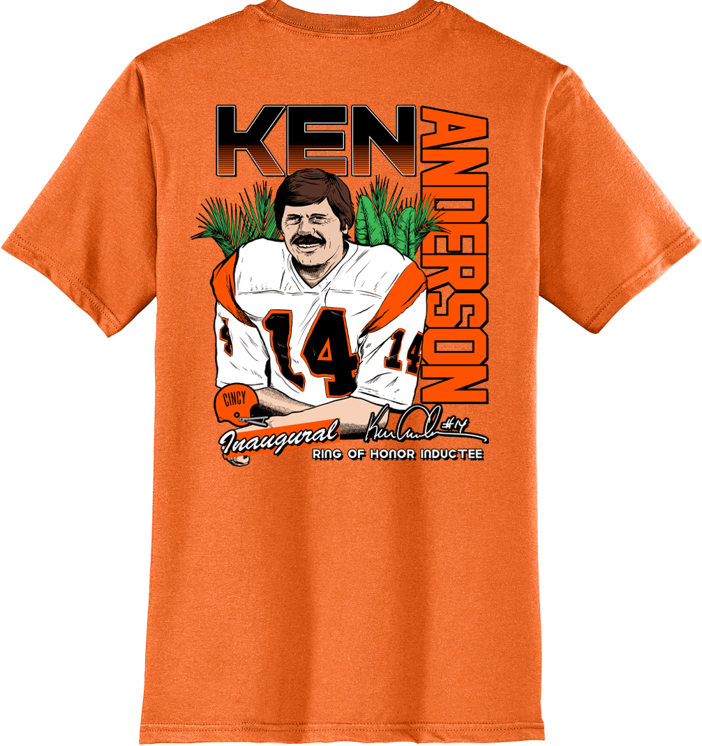 Ken Anderson Ring of Honor Front Back Design - Cincy Shirts