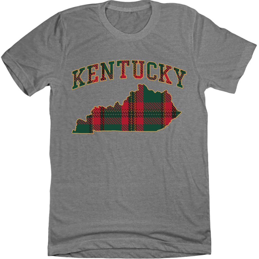 Kentucky Green and Red Plaid grey T-shirt Cincy Shirts