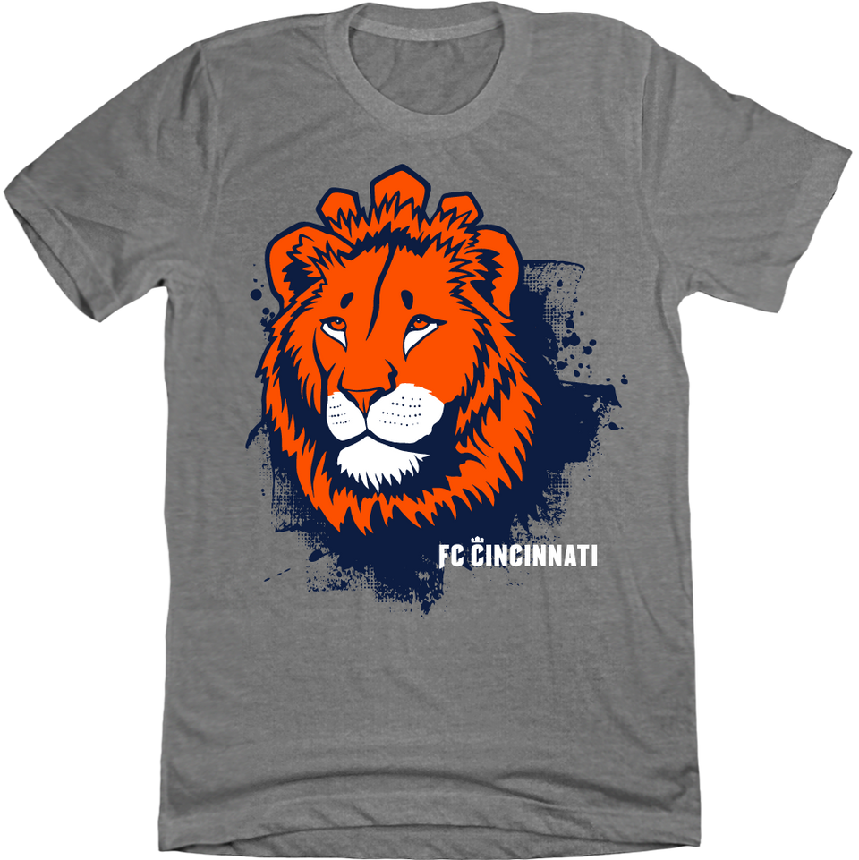 FC Cincinnati Lion Head grey T-shirt Cincy Shirts