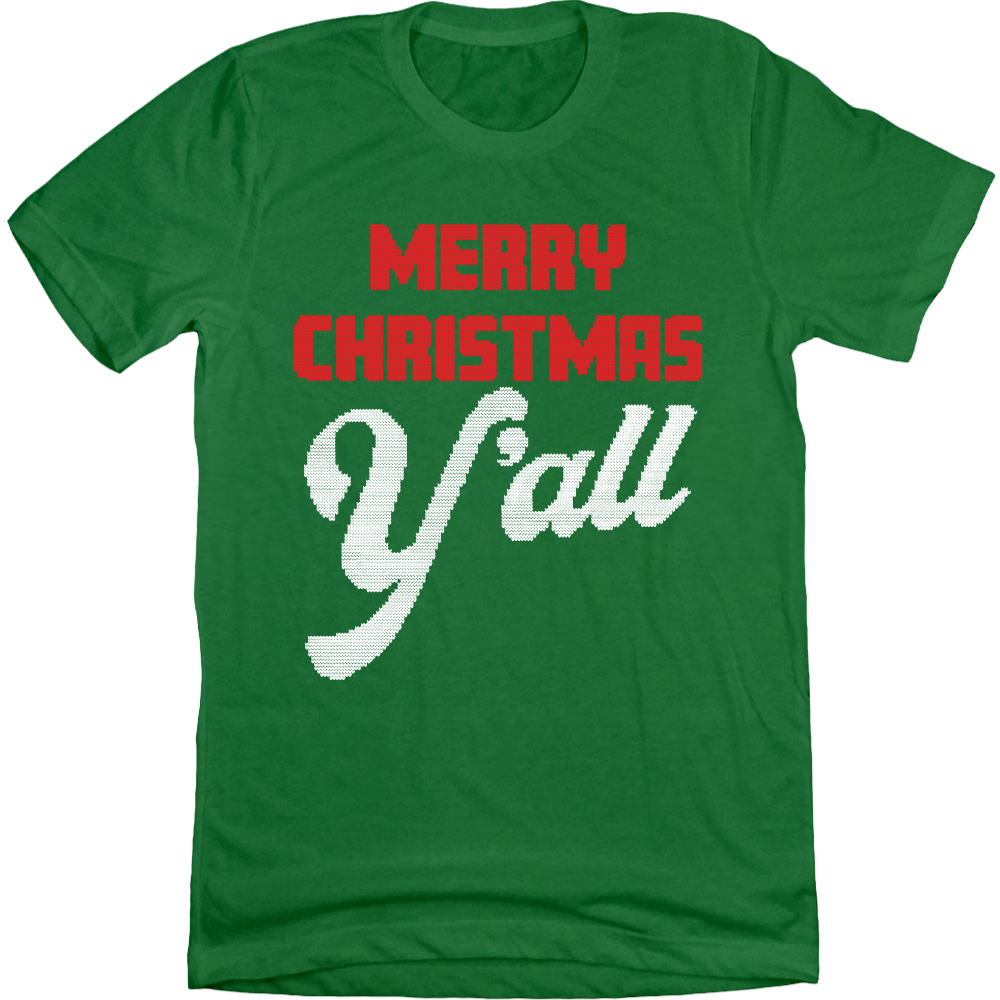 Merry Christmas Y'all T-shirt Green Cincy Shirts