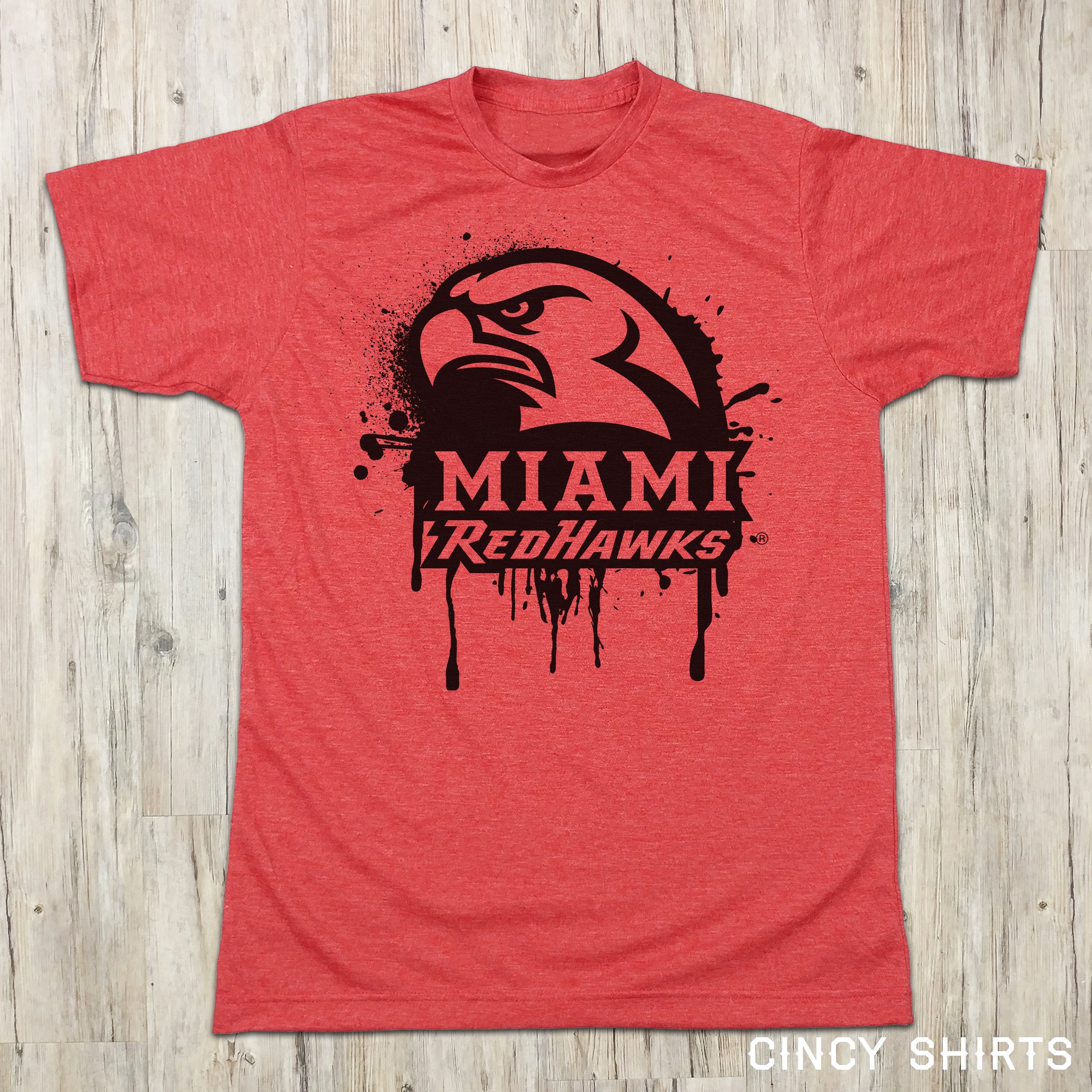 Official Miami University Redhawks Spray Paint Apparel | Cincy Shirts