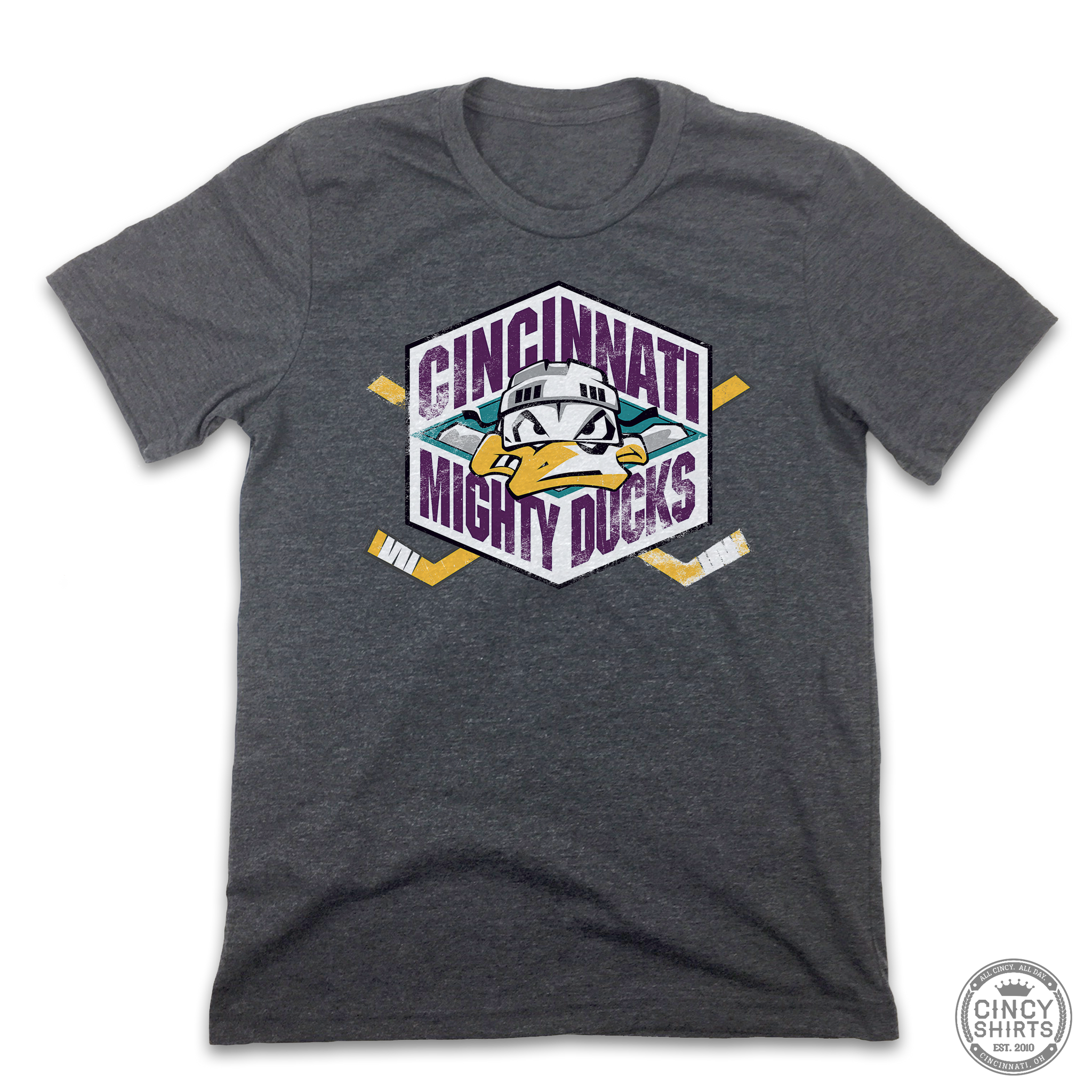 Cincinnati Mighty Ducks Apparel | Cincy Shirts Hooded Sweatshirt / Charcoal / S