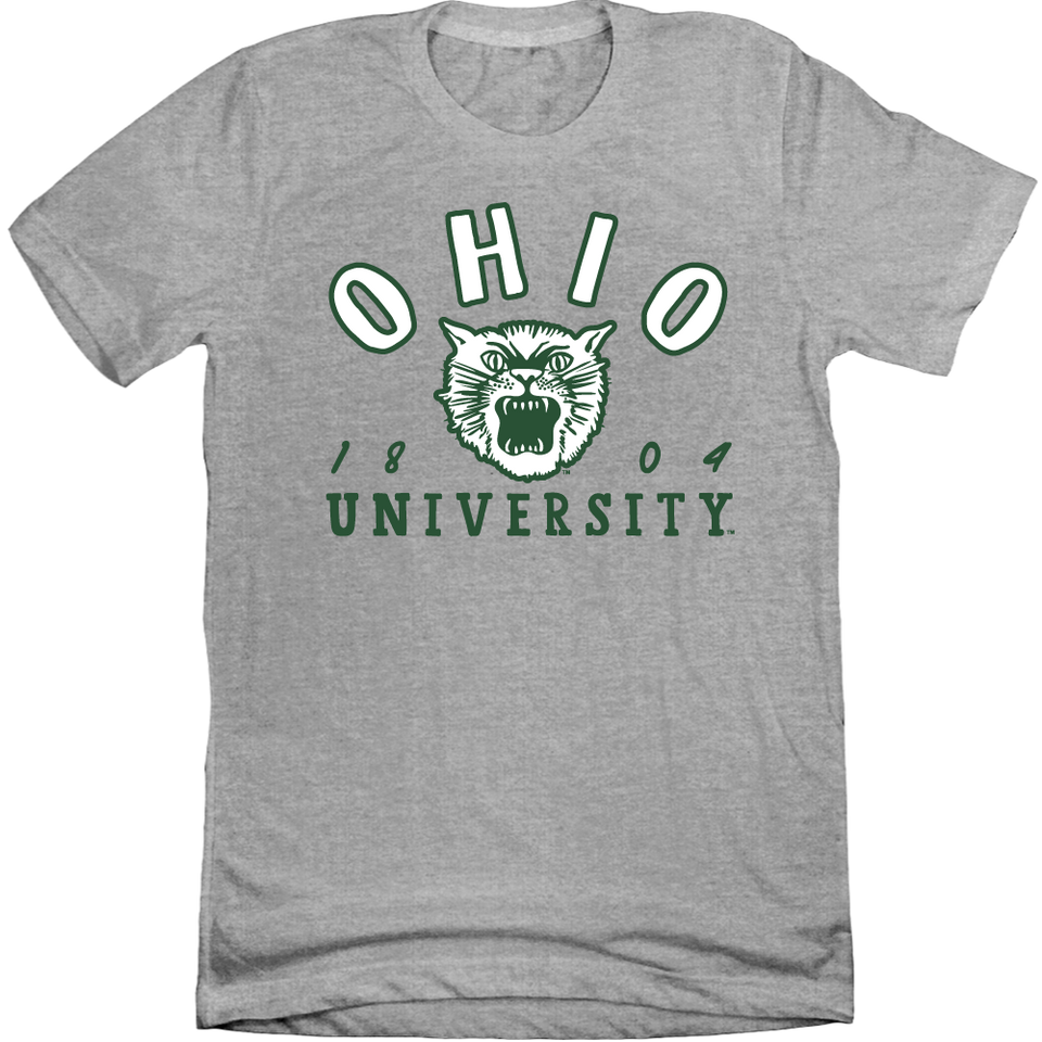 Ohio University Hand-Drawn Bobcat T-shirt grey Cincy Shirts