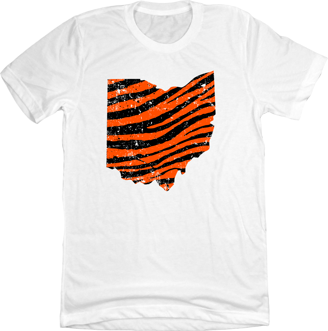 Tiger Stripe Ohio white T-shirt Cincy Shirts