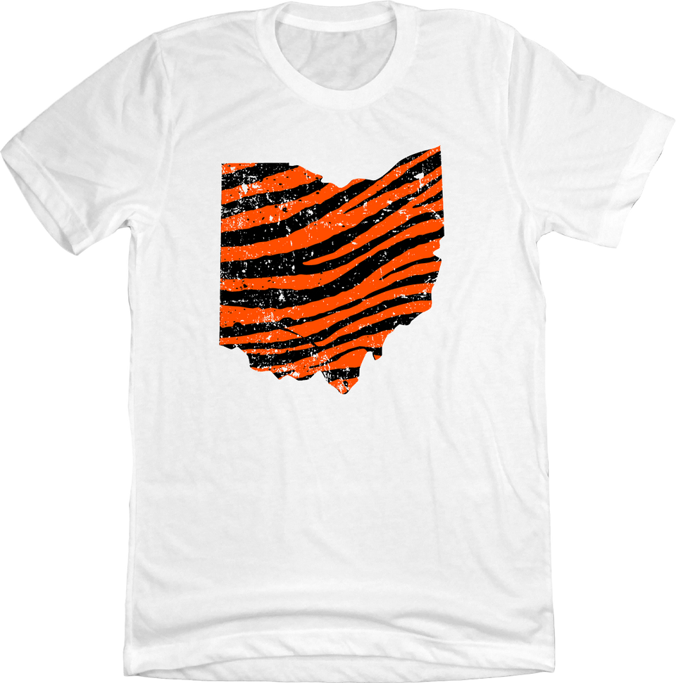 Tiger Stripe Ohio white T-shirt Cincy Shirts