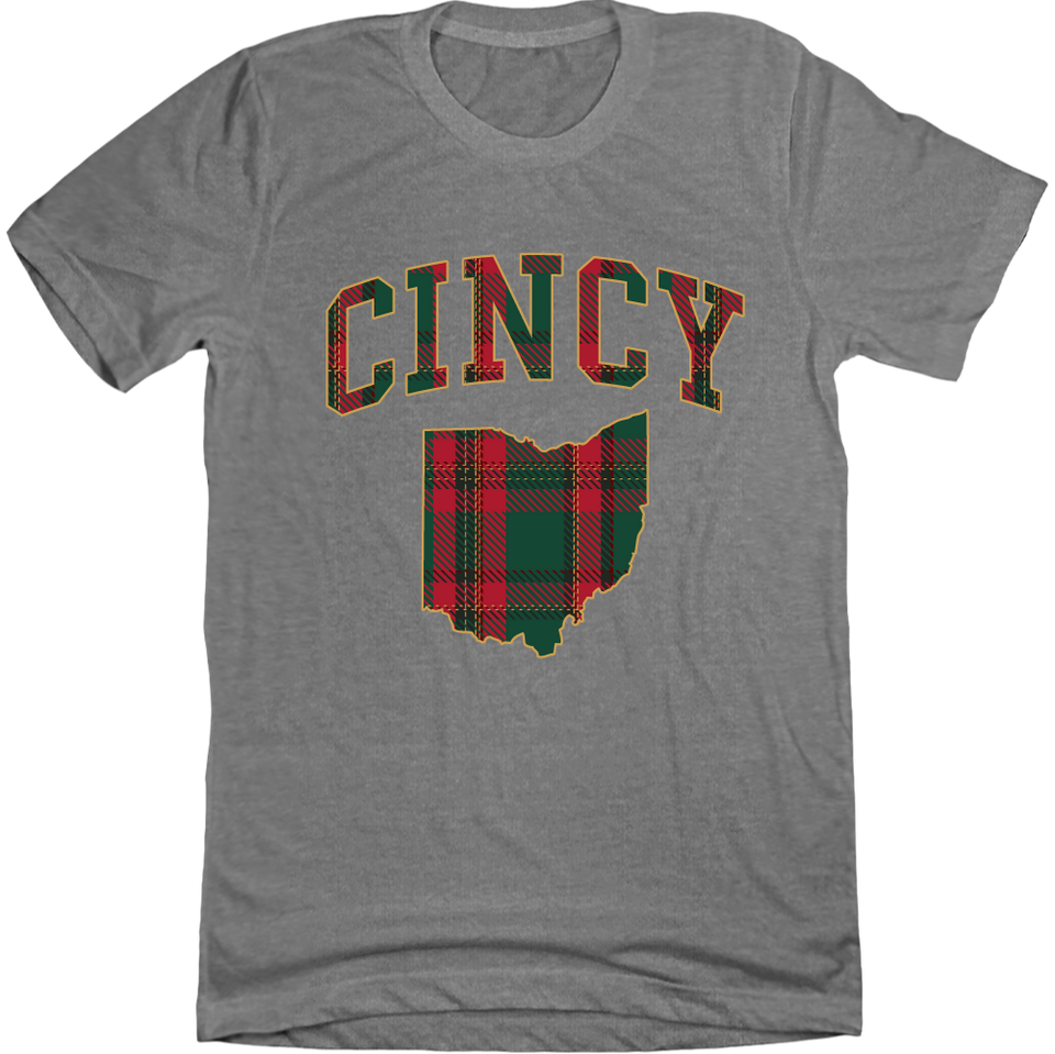 Ohio Green and Red Plaid grey T-shirt
