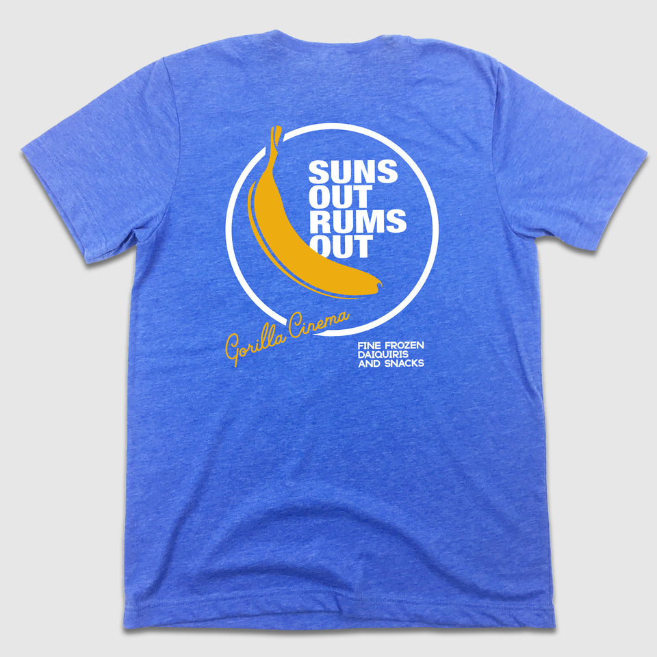 Gorilla Cinema Presents "Suns Out Rums Out" - Royal Blue Tee - Cincy Shirts