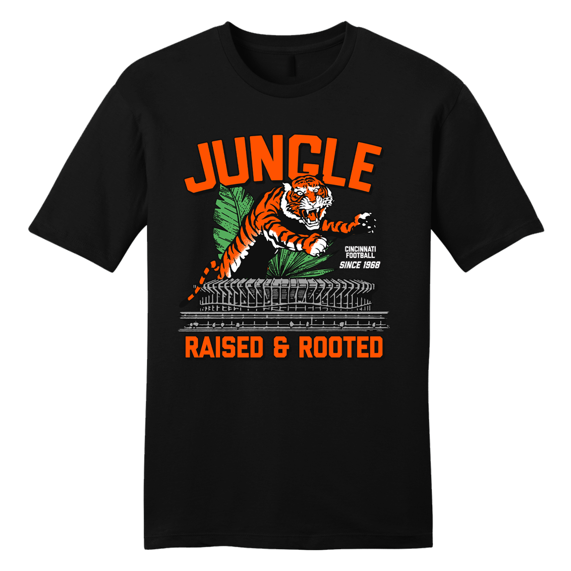 Rule The Jungle Stadium | Cincinnati Football Apparel | Cincy Shirts Crewneck Sweatshirt / Graphite Heather / XL