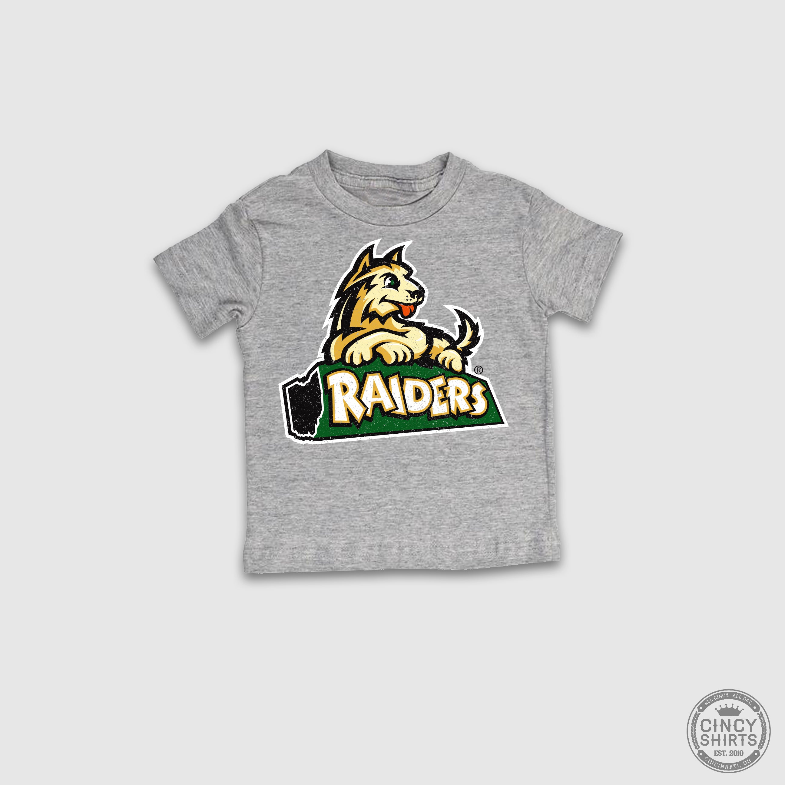 Wright State Raiders | Kids Official Collegiate Apparel | Cincy Shirts Toddler T-Shirt / Heather Grey / 4T