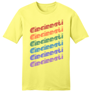 Cincinnati Retro 3D Yellow Tee - Cincinnati Vintage Mens Womens