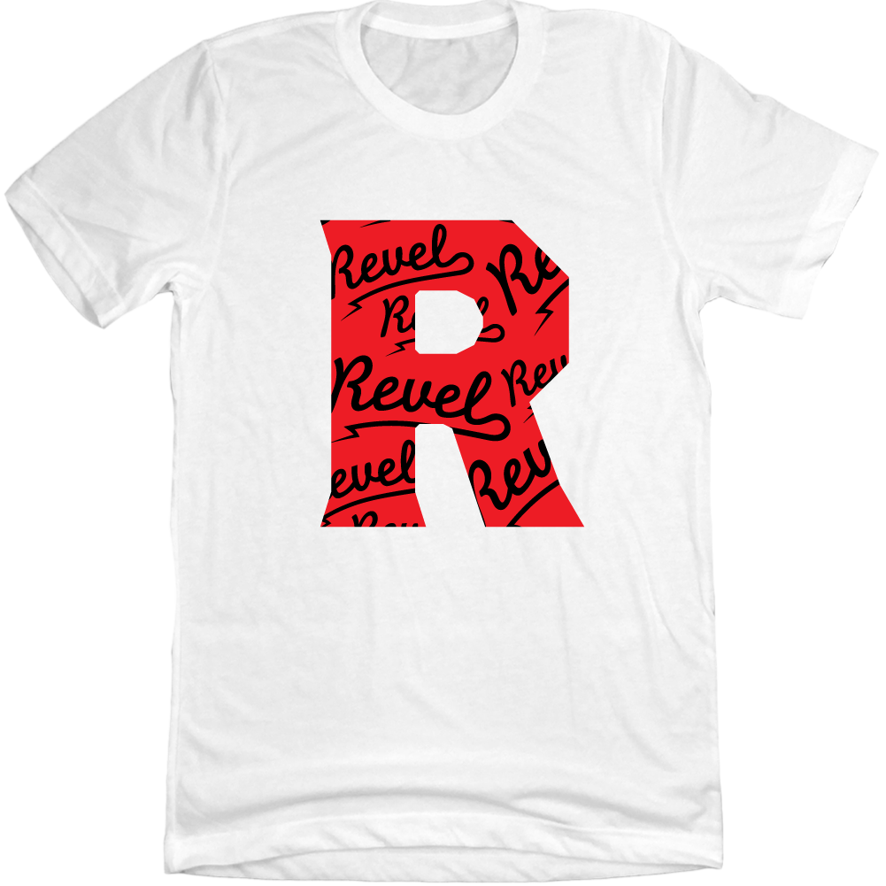 Revel OTR Winery Big R Logo white T-shirt Cincy Shirts