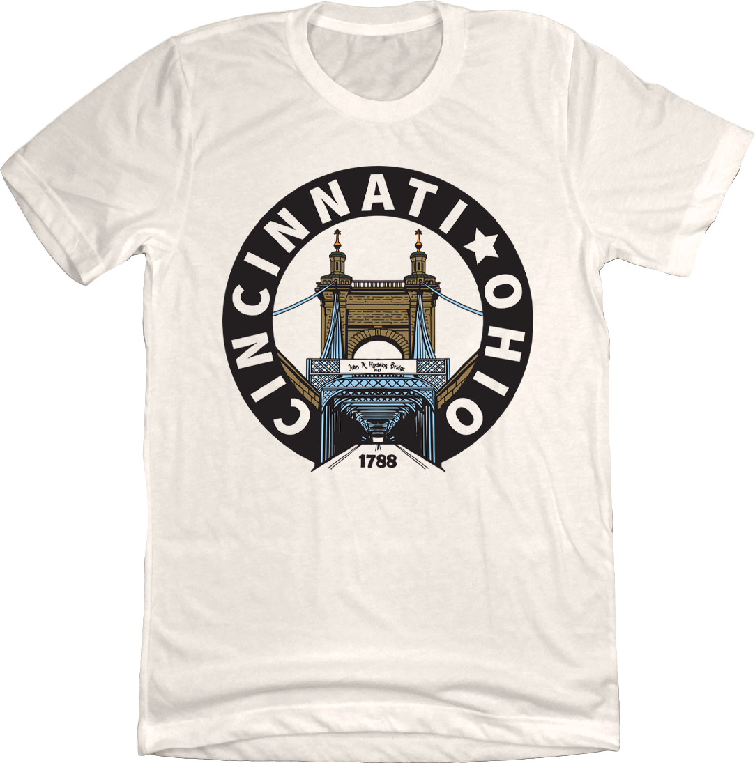 Cincinnati 1788  Roebling Bridge T-shirt natural white Cincy Shirts