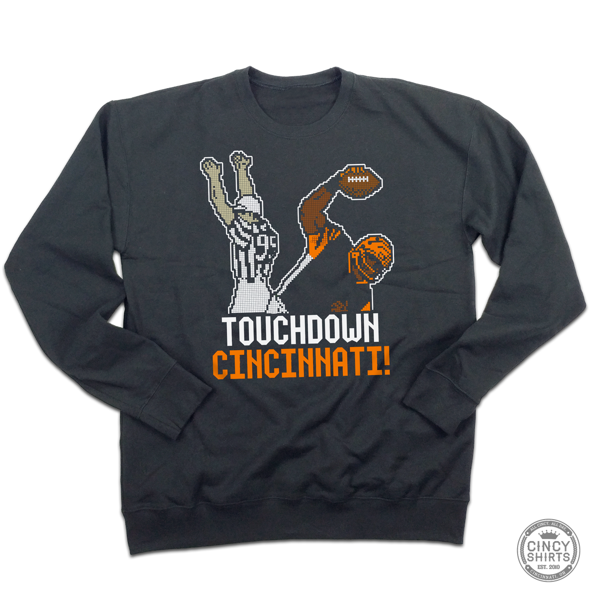 Touchdown Cincinnati Tecmo Crewneck Sweatshirt - Cincy Shirts