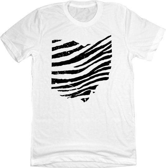 Tiger Stripe Ohio One-Color Version Black on White T-shirt Cincy Shirts
