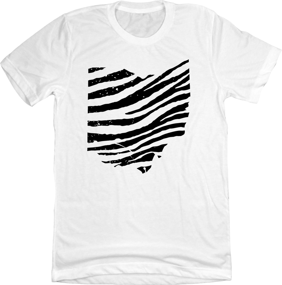 Tiger Stripe Ohio One-Color Version Black on White T-shirt Cincy Shirts