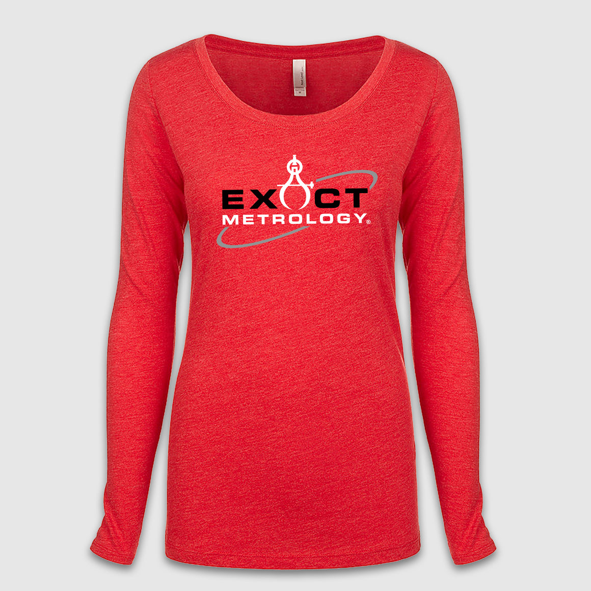 Exact Metrology Full Chest Logo Next Level Apparel Ladies Tri-Blend Long Sleeve Shirt - Cincy Shirts
