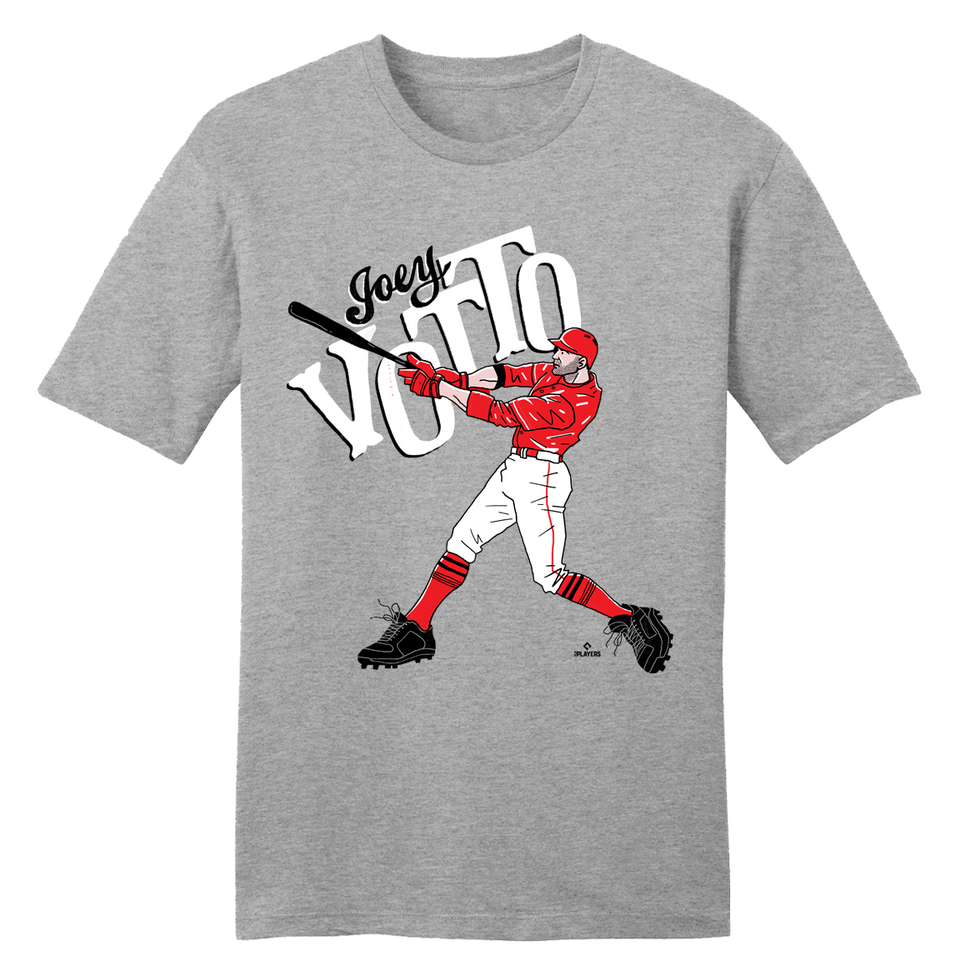 Joey Votto Cartoon Swing tee grey