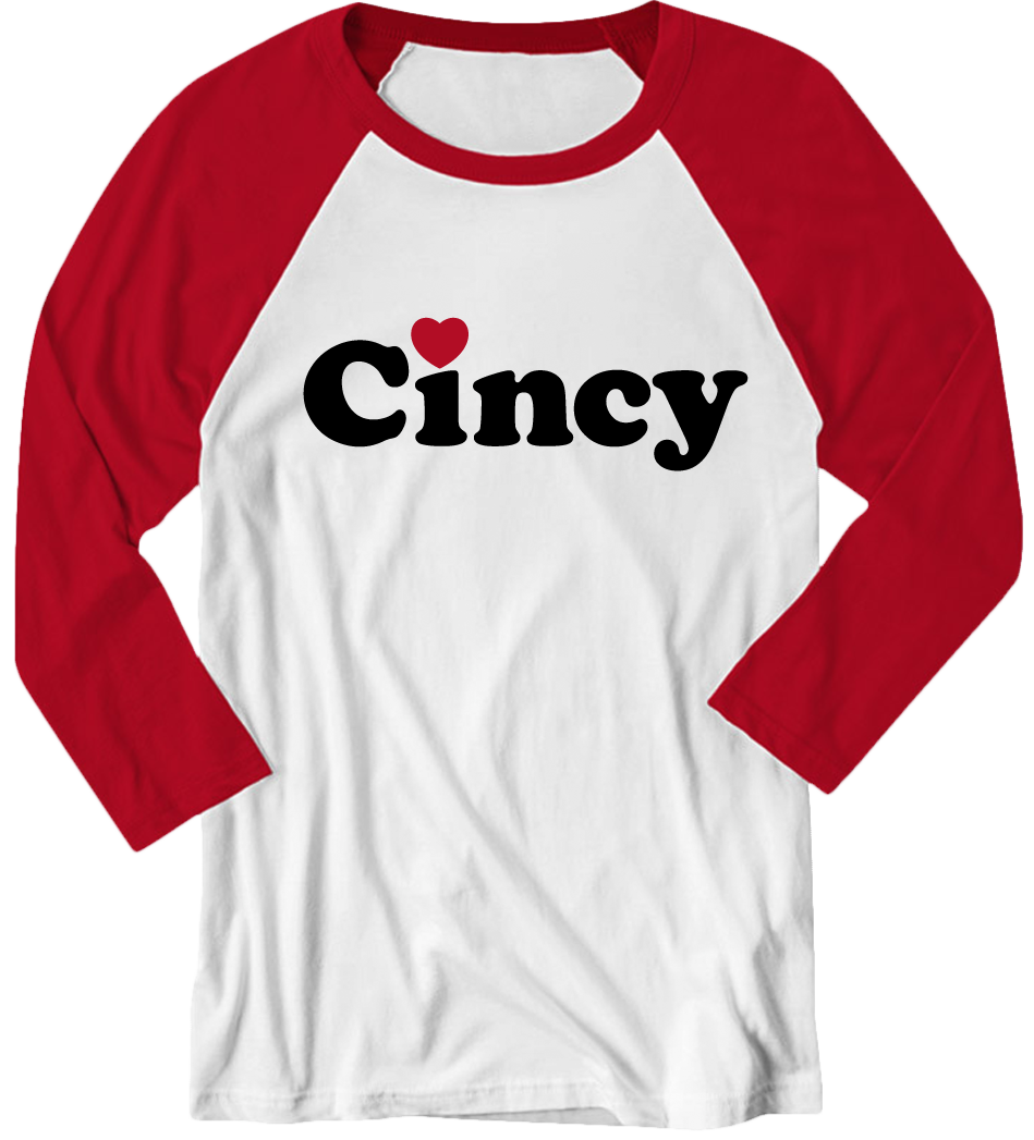 Cincy Dotted I Heart raglan Cincy Shirts