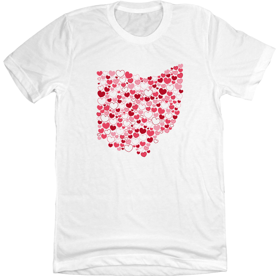 Ohio Candy Hearts Heart white tee Cincy Shirts