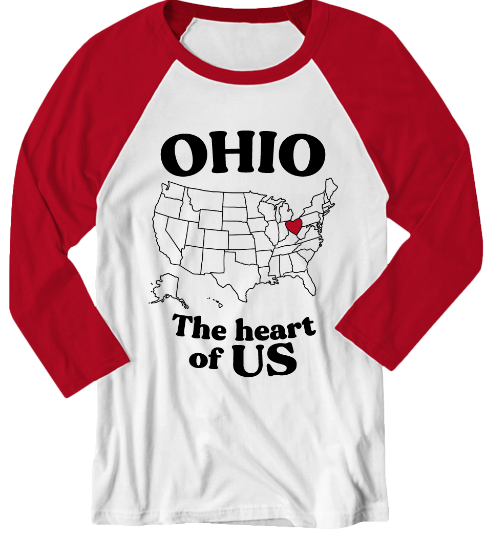 Ohio the Heart of US raglan Cincy Shirts