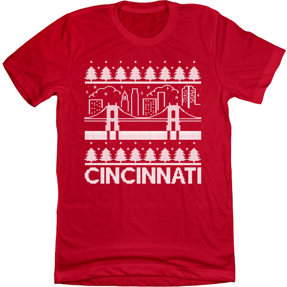 Cincinnati Bridge and Skyline Christmas Sweater Cincy Shirts